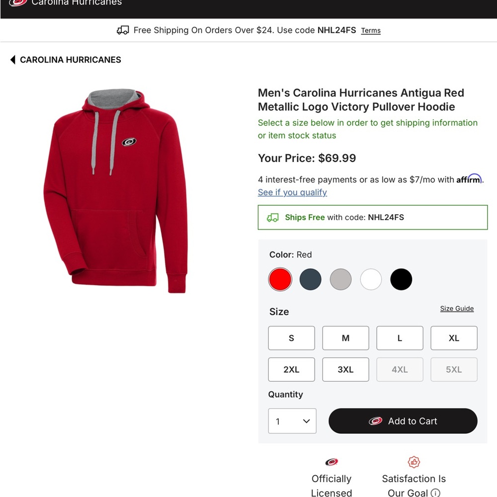 Red Carolina Hurricanes Hoodie - Picture 3 of 7
